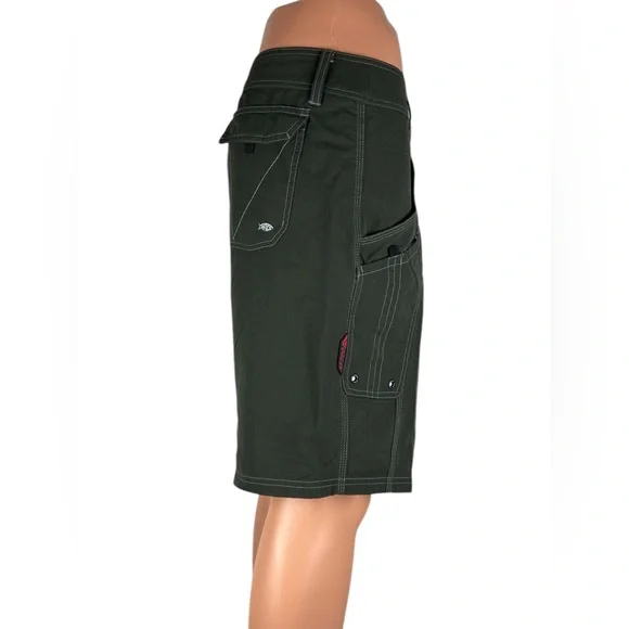 Aftco Mens 40 Fishing Shorts Green Cargo Outdoors Hybrid Nylon Stretch EUC